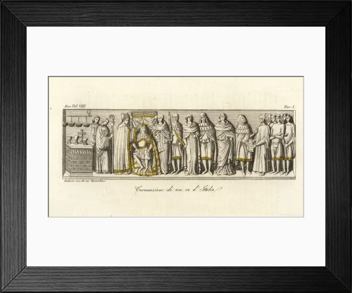 Framed Print : Coronation of an ancient Italian king by the archbishop Framed Print : Coronation of an ancient Italian king by the archbishop