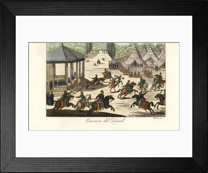 Framed Print : The Sultan watching young men battle with djerid spears Framed Print : The Sultan watching young men battle with djerid spears