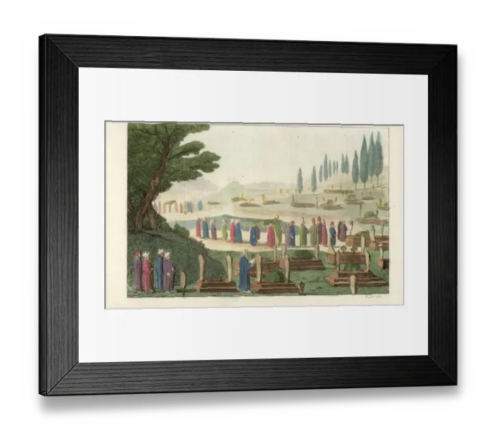 Framed Print : Mourners in a Muslim cemetery Framed Print : Mourners in a Muslim cemetery