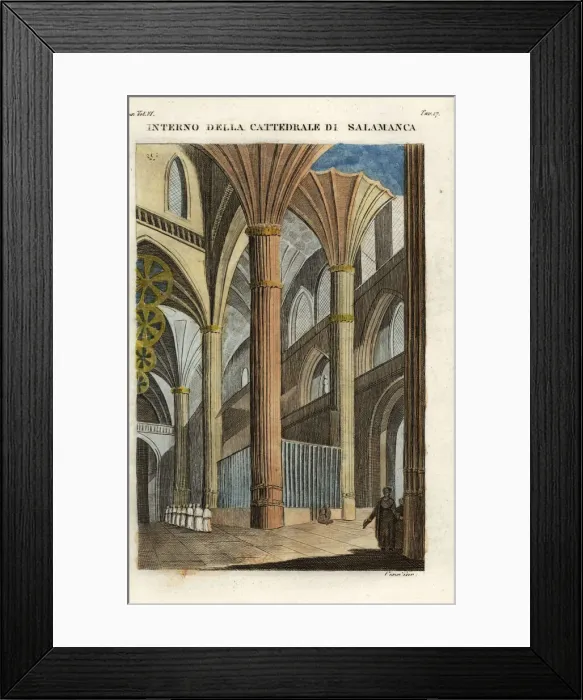 Framed Print : Nave with columns and capitals in the Cathedral of Salamanca Framed Print : Nave with columns and capitals in the Cathedral of Salamanca