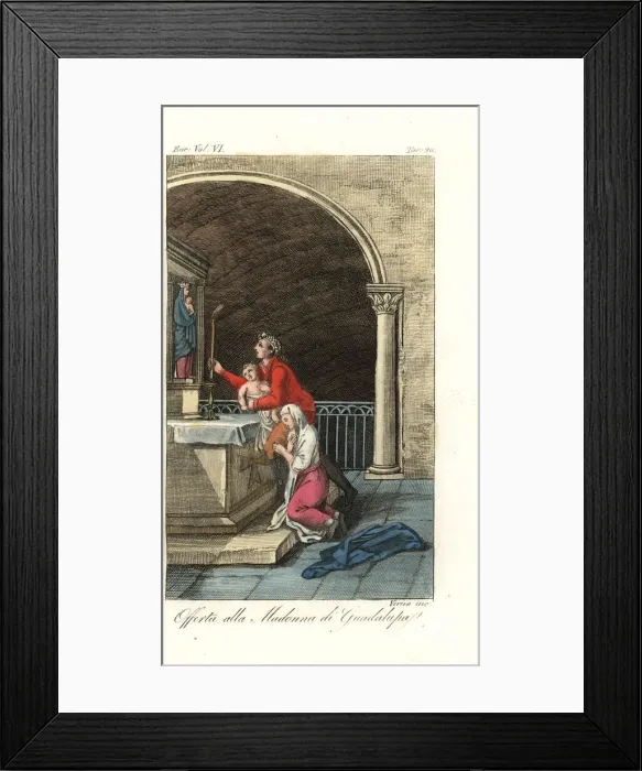 Framed Print : Family offering a candle at the shrine of Our Lady Framed Print : Family offering a candle at the shrine of Our Lady