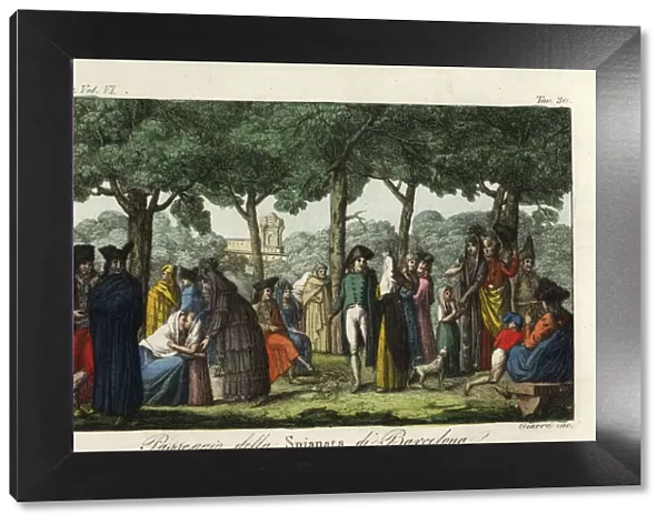 Group of promenaders on the Spianata, Barcelona, 1806