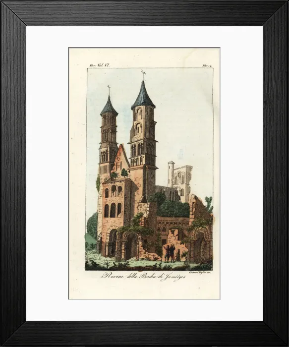 Framed Print : Ruins of Jumieges Abbey, 1800s Framed Print : Ruins of Jumieges Abbey, 1800s
