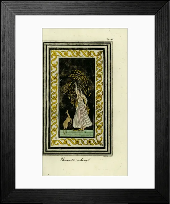 Framed Print : Young Indian woman with gazelle, 18th century