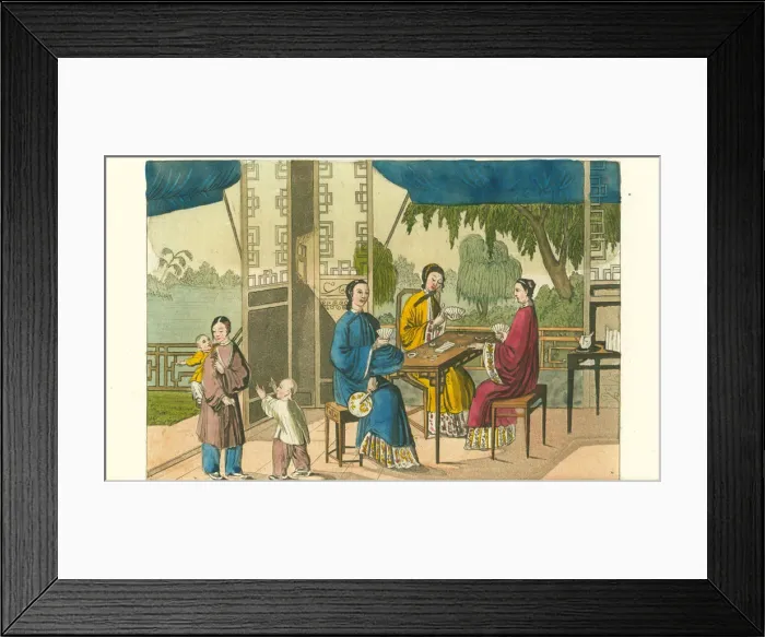 Framed Print : Women playing the card game Zi Pai in a pavilion in Framed Print : Women playing the card game Zi Pai in a pavilion in