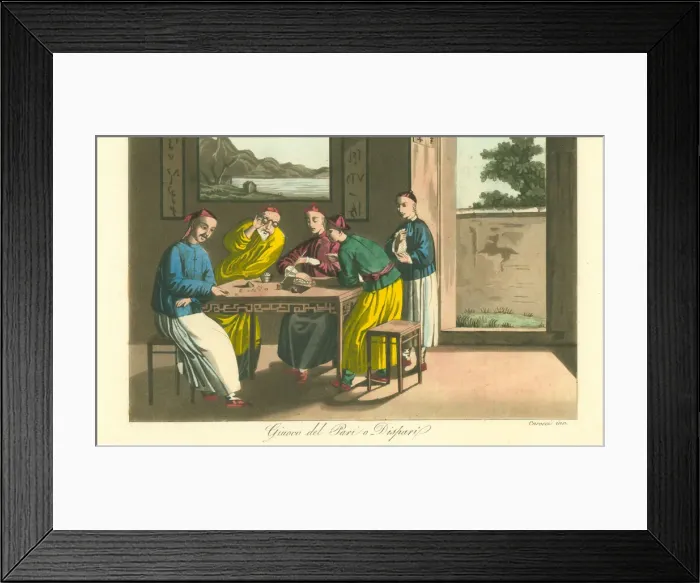 Framed Print : Four Chinese merchants playing the game of odd or
