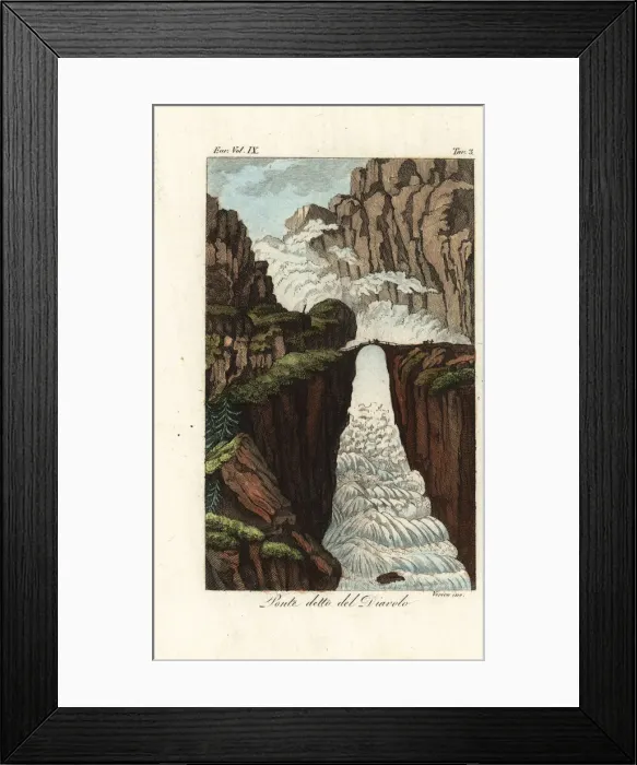 Framed Print : Devils Bridge or Teufelsbruche, Switzerland, 1800s Framed Print : Devils Bridge or Teufelsbruche, Switzerland, 1800s