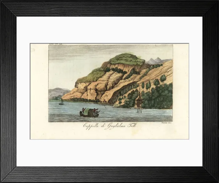 Framed Print : William Tells Chapel, Lake Lucerne, Switzerland, 1800s Framed Print : William Tells Chapel, Lake Lucerne, Switzerland, 1800s