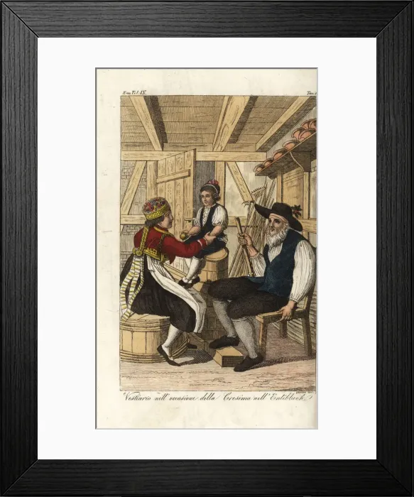 Framed Print : Entlebuch family in costumes for a confirmation Framed Print : Entlebuch family in costumes for a confirmation