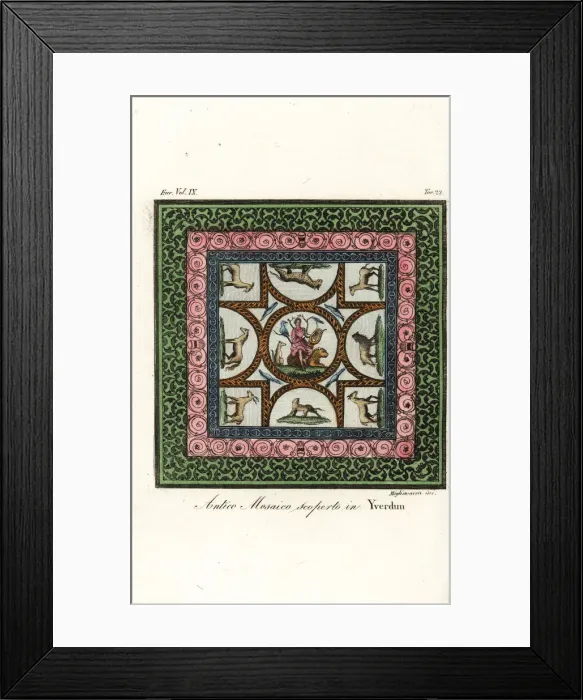 Framed Print : Antique Roman mosaic discovered in Yverdon-les-bains Framed Print : Antique Roman mosaic discovered in Yverdon-les-bains