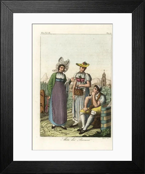 Framed Print : Two country maids in Bern, Switzerland, 18th century Framed Print : Two country maids in Bern, Switzerland, 18th century