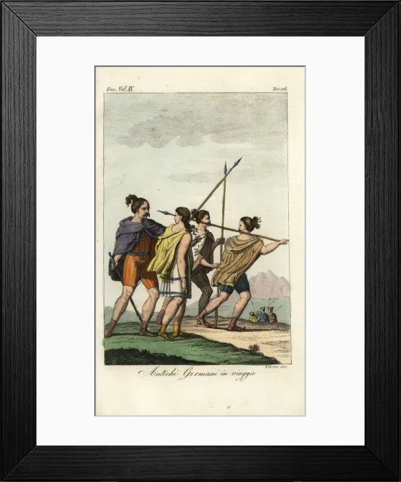 Framed Print : Costume of ancient Germanic peoples on a journey