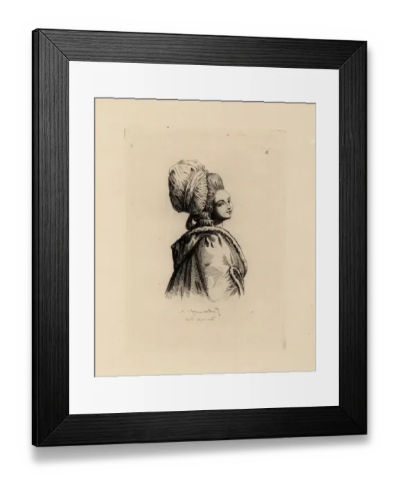 Framed Print : Woman in pouf hairstyle and bonnet, era of Marie Antoinette Framed Print : Woman in pouf hairstyle and bonnet, era of Marie Antoinette
