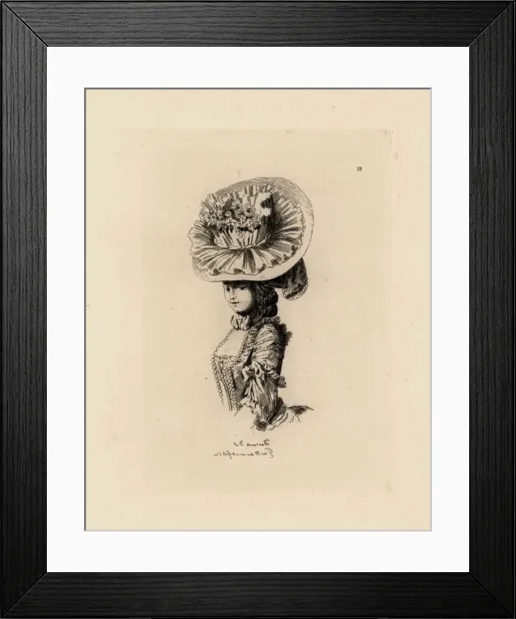 Framed Print : Woman in bonnet wtih flowers, era of Marie Antoinette Framed Print : Woman in bonnet wtih flowers, era of Marie Antoinette