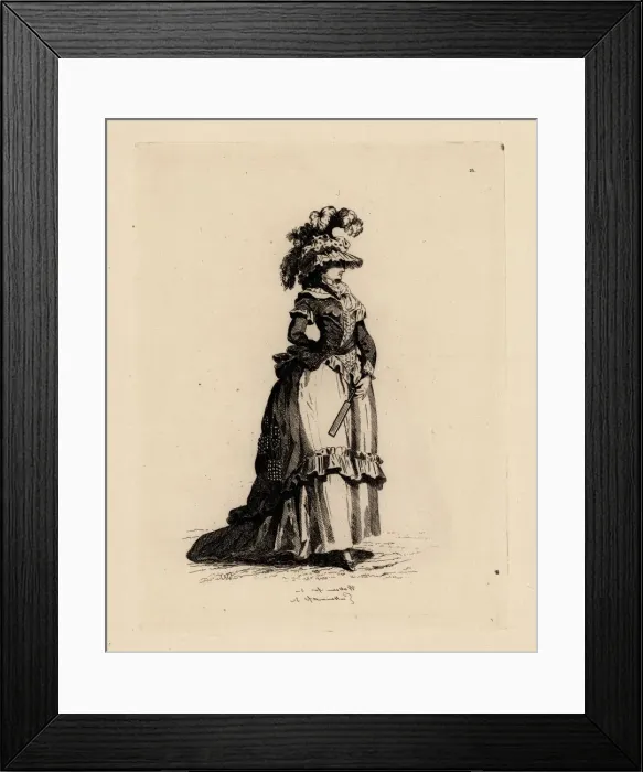 Framed Print : Fashionable woman with fan, era of Marie Antoinette Framed Print : Fashionable woman with fan, era of Marie Antoinette