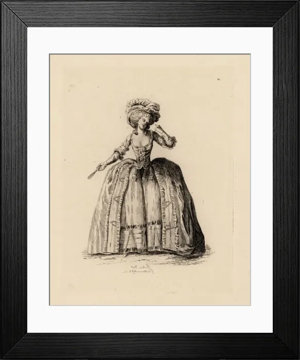 Framed Print : Woman in hooped dress, era of Marie Antoinette Framed Print : Woman in hooped dress, era of Marie Antoinette