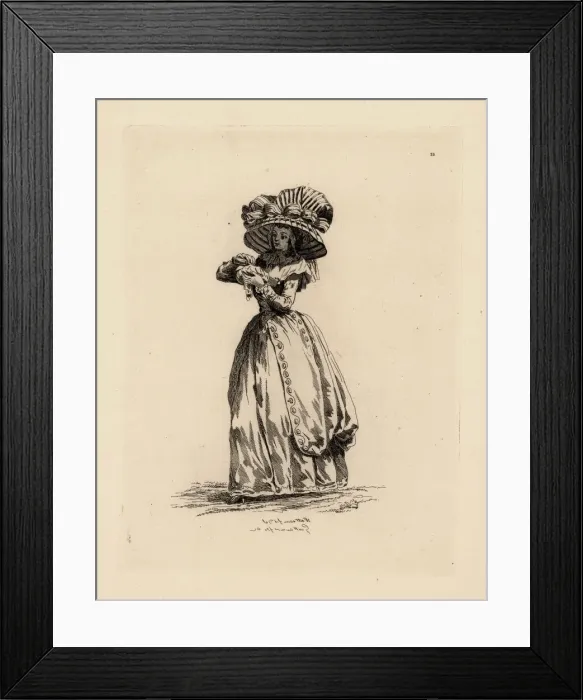 Framed Print : Fashionable woman in giant bonnet. era of Marie Antoinette Framed Print : Fashionable woman in giant bonnet. era of Marie Antoinette