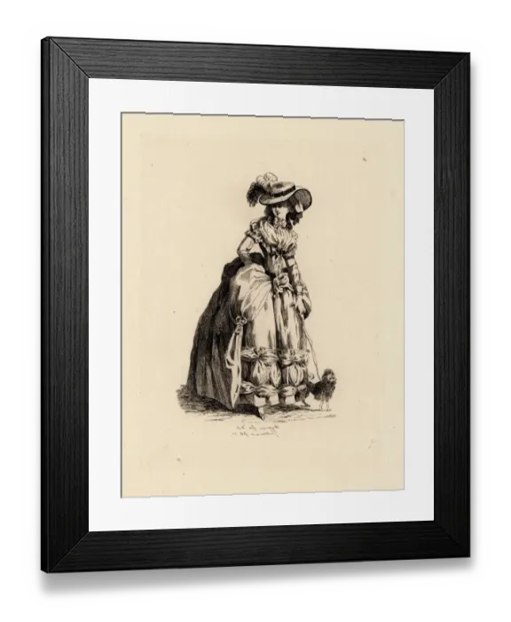Framed Print : Fashionable woman with toy dog, era of Marie Antoinette