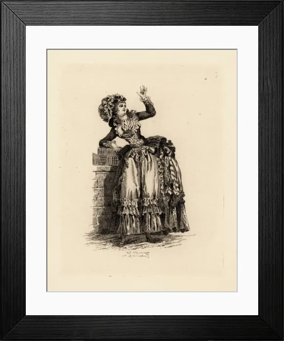 Framed Print : Fashionable woman in bonnet a la Nicolet, era of Marie Framed Print : Fashionable woman in bonnet a la Nicolet, era of Marie