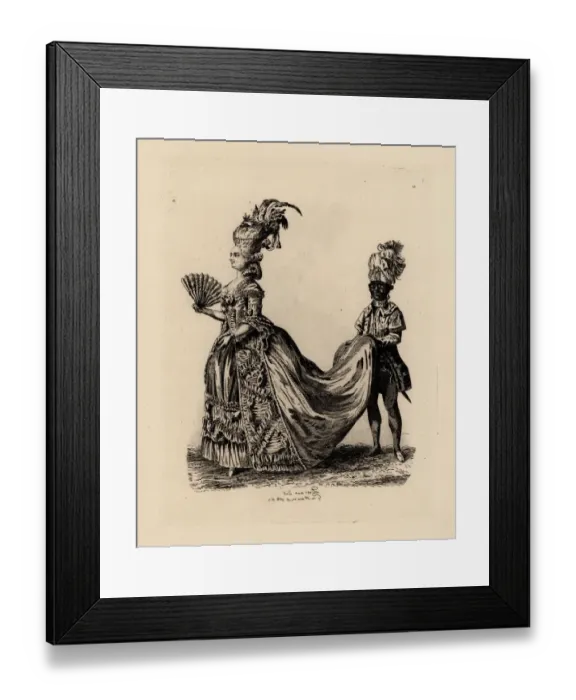 Framed Print : Woman with black page, era of Marie Antoinette Framed Print : Woman with black page, era of Marie Antoinette
