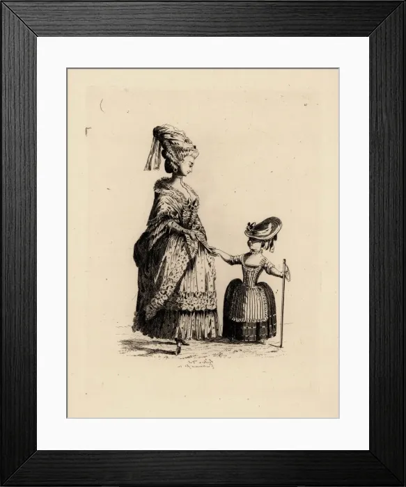 Framed Print : Bourgeoise woman with daughter, era of Marie Antoinette Framed Print : Bourgeoise woman with daughter, era of Marie Antoinette
