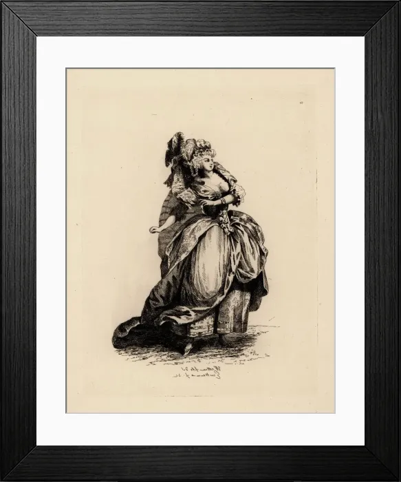 Framed Print : Woman in grand hairstyle and dress, era of Marie Antoinette Framed Print : Woman in grand hairstyle and dress, era of Marie Antoinette