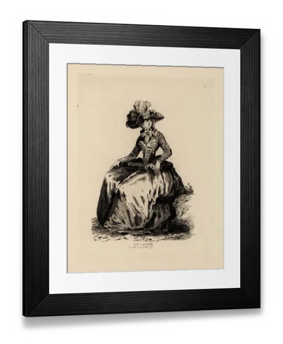 Framed Print : Fashionable woman with tricorn hat, era of Marie Antoinette Framed Print : Fashionable woman with tricorn hat, era of Marie Antoinette