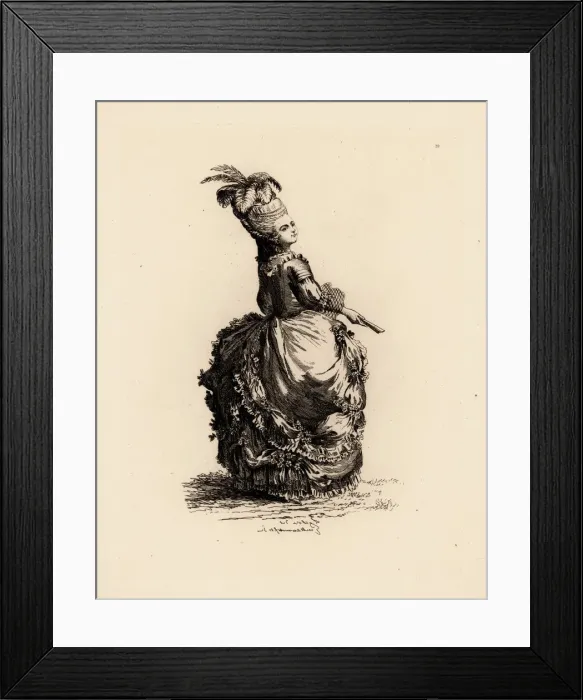 Framed Print : Fashionable woman in pouf hairstyle, era of Marie Antoinette Framed Print : Fashionable woman in pouf hairstyle, era of Marie Antoinette