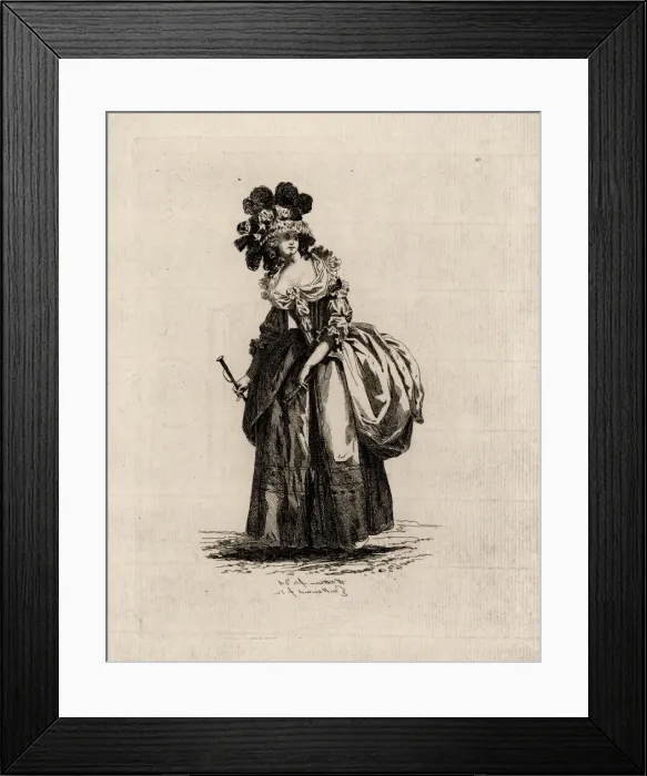 Framed Print : Woman in Minerva hat, taffeta dress, era of Marie Antoinette Framed Print : Woman in Minerva hat, taffeta dress, era of Marie Antoinette