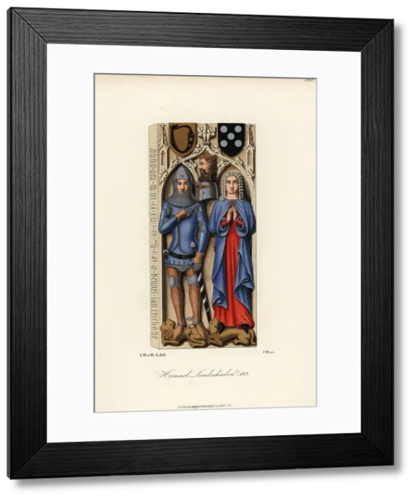 Framed Print : Hennel Landschad and his wife Mia, 14th century Framed Print : Hennel Landschad and his wife Mia, 14th century