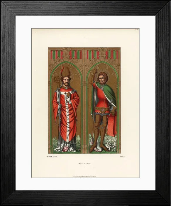 Framed Print : St Nicholas in bishops robes and St. George slaying Framed Print : St Nicholas in bishops robes and St. George slaying