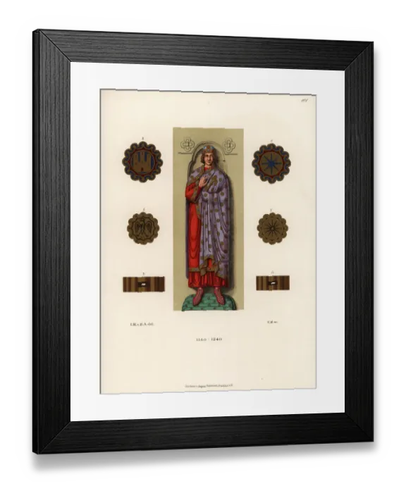 Framed Print : Costume of a prince, 12th century, and sword hilts, etc Framed Print : Costume of a prince, 12th century, and sword hilts, etc