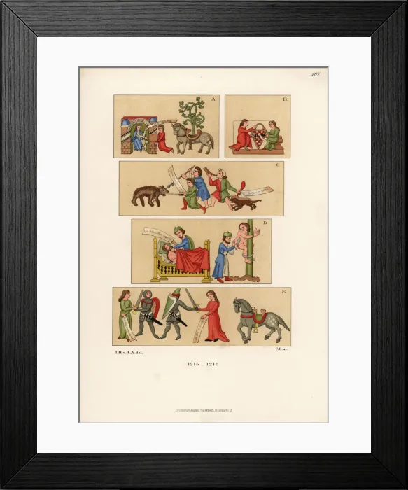 Framed Print : Costumes from the early 13th century Framed Print : Costumes from the early 13th century