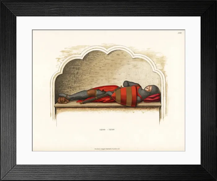 Framed Print : Costume of an English knight, early 13th century Framed Print : Costume of an English knight, early 13th century