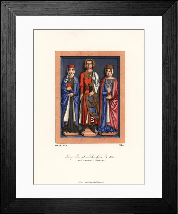 Framed Print : Costumes of Count Ernst IV von Gleichen and his wives Framed Print : Costumes of Count Ernst IV von Gleichen and his wives