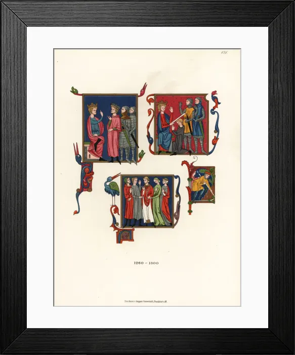 Framed Print : Costumes of the 13th century Framed Print : Costumes of the 13th century