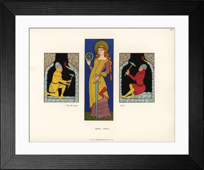 Framed Print : 13th century figures from stained-glass windows, Freiburg Framed Print : 13th century figures from stained-glass windows, Freiburg