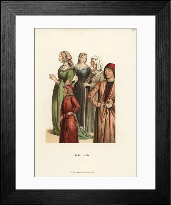 Framed Print : Italian womens costumes from the mid 15th century Framed Print : Italian womens costumes from the mid 15th century