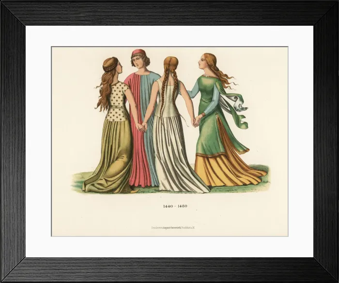 Framed Print : Italian womens costumes from the mid 15th century Framed Print : Italian womens costumes from the mid 15th century