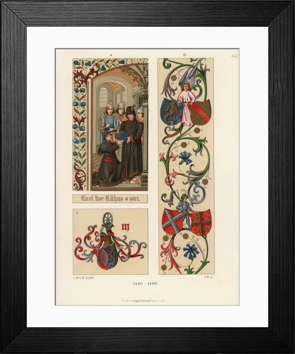 Framed Print : Mens costumes of the mid 15th century Framed Print : Mens costumes of the mid 15th century