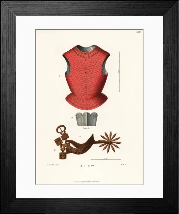 Framed Print : French breastplate armour and spur worn of the 15th century Framed Print : French breastplate armour and spur worn of the 15th century