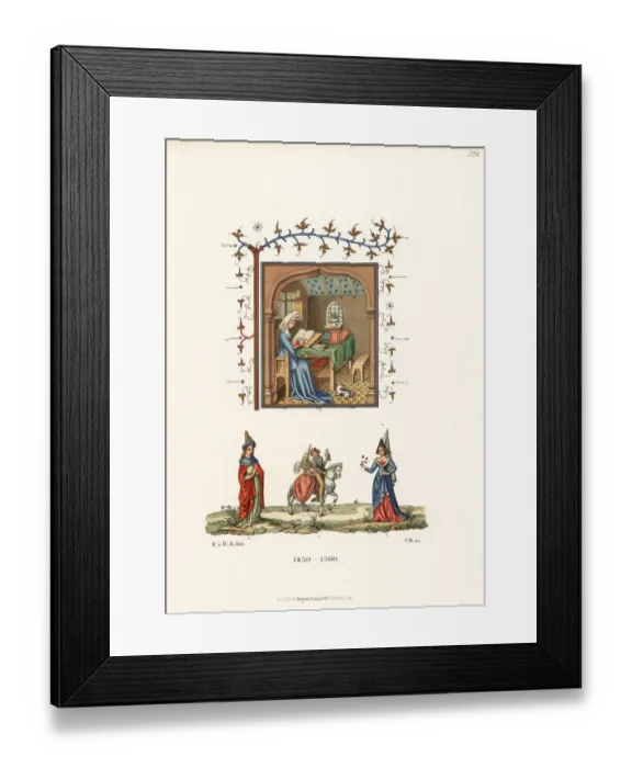 Framed Print : French womens costumes of the 15th century Framed Print : French womens costumes of the 15th century