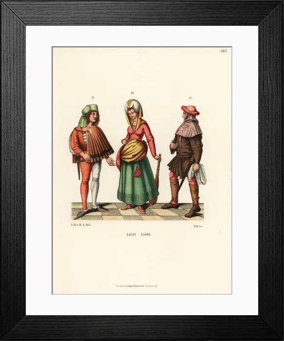 Framed Print : Costumes of the late 15th century Framed Print : Costumes of the late 15th century