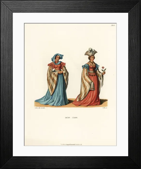 Framed Print : German costumes of the late 15th century Framed Print : German costumes of the late 15th century