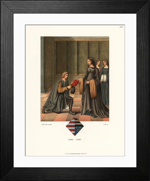 Framed Print : French costumes of the late 15th century Framed Print : French costumes of the late 15th century
