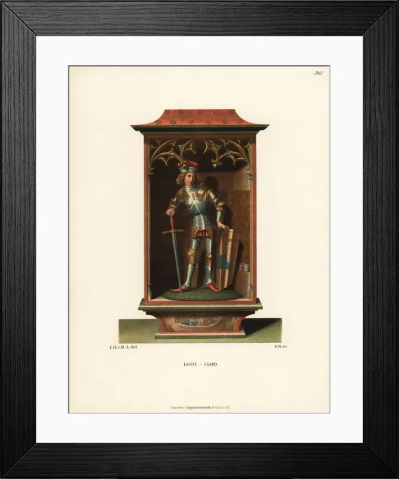 Framed Print : House altar with knight in armour, German, 15th century Framed Print : House altar with knight in armour, German, 15th century