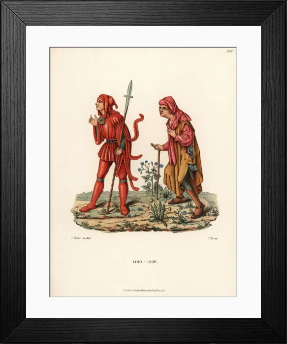 Framed Print : German court messenger and old man, 15th century Framed Print : German court messenger and old man, 15th century