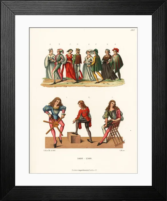 Framed Print : German costumes from the late 15th century Framed Print : German costumes from the late 15th century