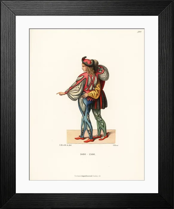 Framed Print : Italian noble youth fashions from the late 15th century Framed Print : Italian noble youth fashions from the late 15th century