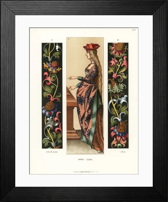 Framed Print : German womens fashion from the late 15th century Framed Print : German womens fashion from the late 15th century